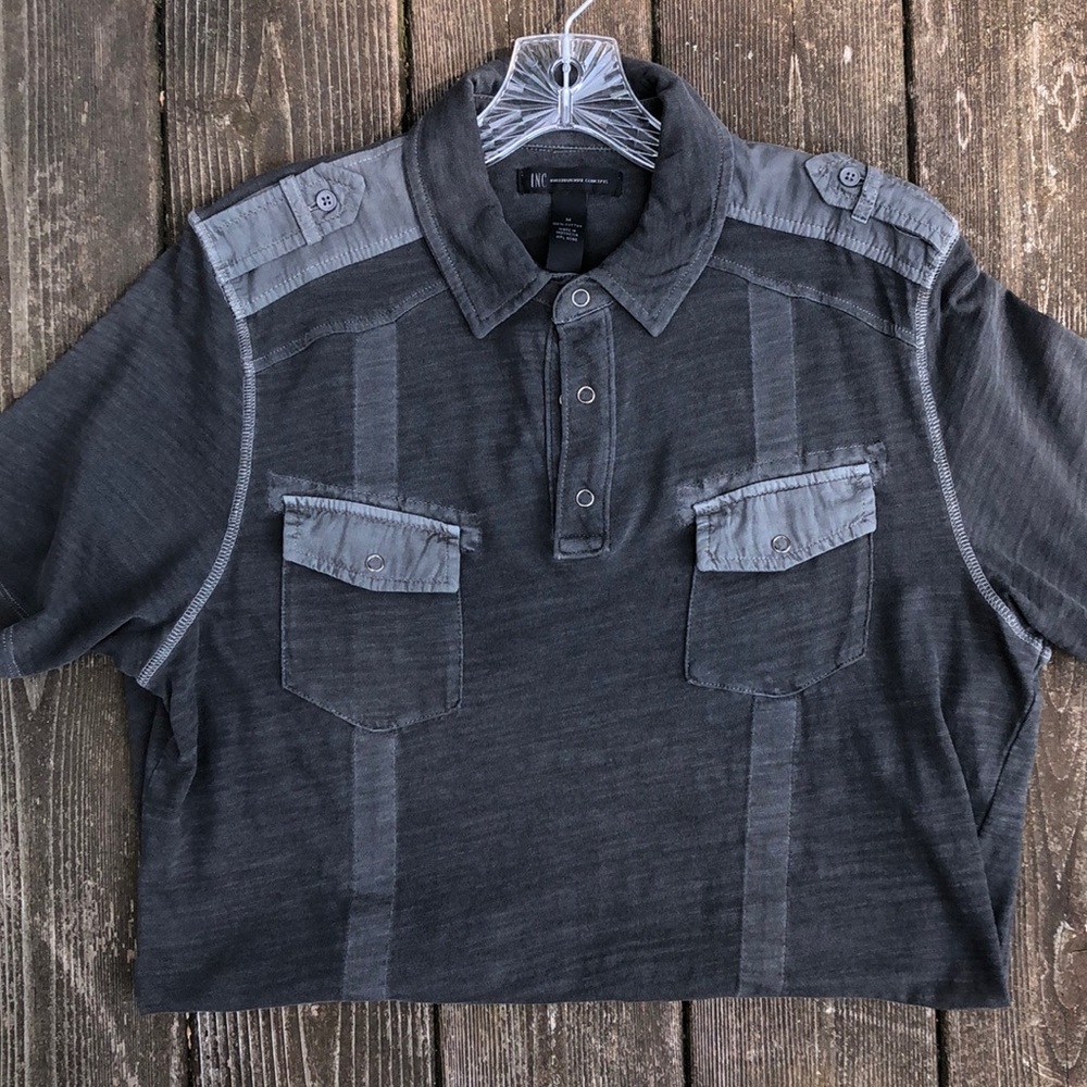 INC military style short sleeve shirt